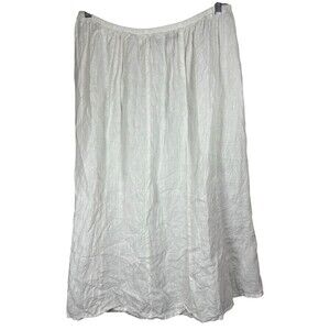 FLAX Linen Skirt White 2G Plus Size Elastic Waist Midi Maxi Boho Lagenlook